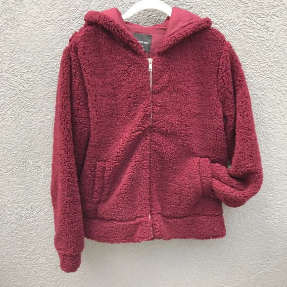 Faux fur sherpa hoodie jacket with lining - Picture 3 of 5